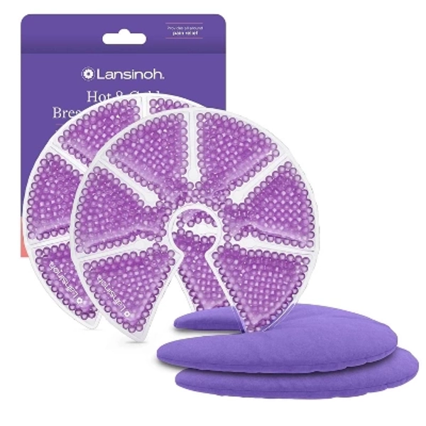 Lansinoh Therapy Packs with Soft Covers, Hot and Cold Breast Pads - 2pk: Contoured Fit, 6 Inch Diameter