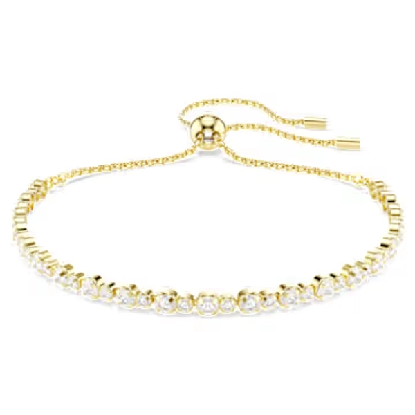 Matrix bracelet, Round cut, White, 18K gold finish