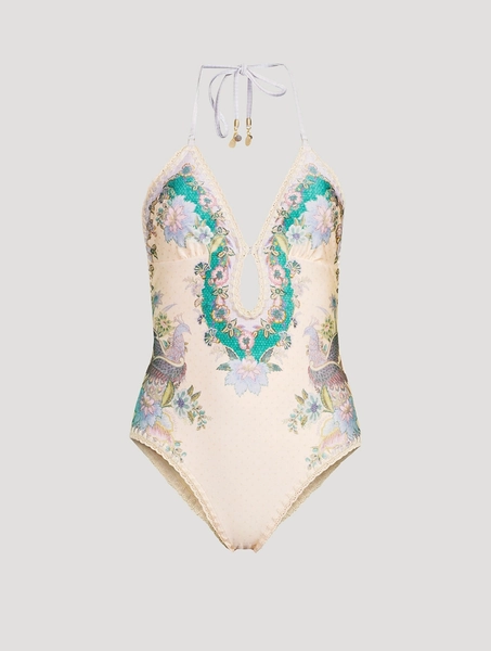 Indra Crochet-Trimmed One-Piece Swimsuit