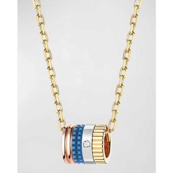 Quatre 18K Yellow Gold Ceramic and Diamond Mini Pendant Necklace