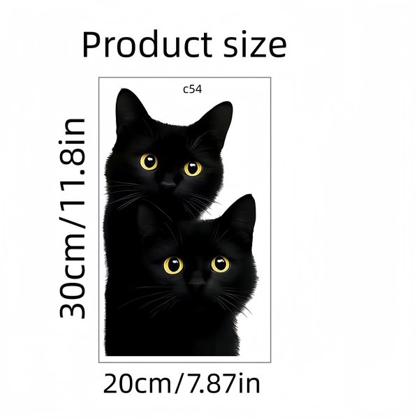 TEMU Adorable Black Cat Window Stickers - Transparent Animal Decals, Self-adhesive Vinyl Stickers, Suitable For Home And Car Decoration, Easy To
