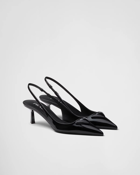 Patent leather slingback pumps