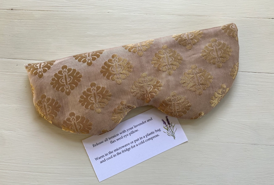 Gorgeous Iridescent Silk Brocade Lavender and Flaxseed Eye Pillow. For Aromatherapy, Relaxation, Sleep, Meditation, Yoga.