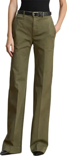 High Waist Flare Stretch Twill Chinos