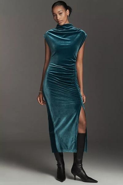 The Maya Stretch Velvet Cowl-Neck Dress