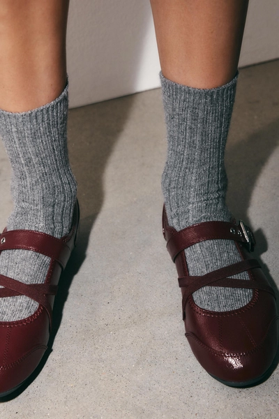 PATENT EFFECT BALLET FLATS WITH BUCKLES