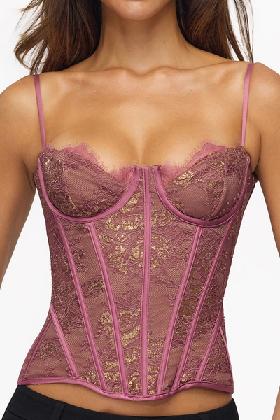 Clairelle Amethyst Metallic Lace Corset Top