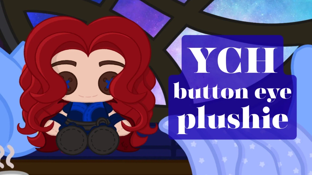 plushie YCH character illustration by rosestrange (@rosestrange)