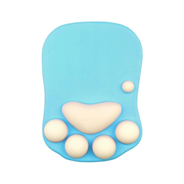 Cat Paw Mouse Pad Wrist Rest Paw Print Mouse Pad with Wrist Support Cat Lover Gifts - Blue