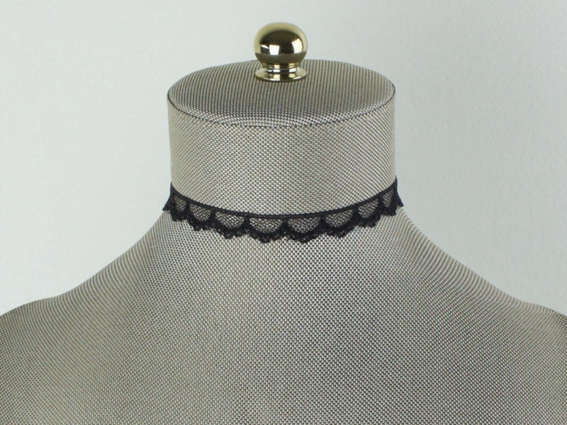 Thin Black Nylon Lace Choker – Retro Style Necklace