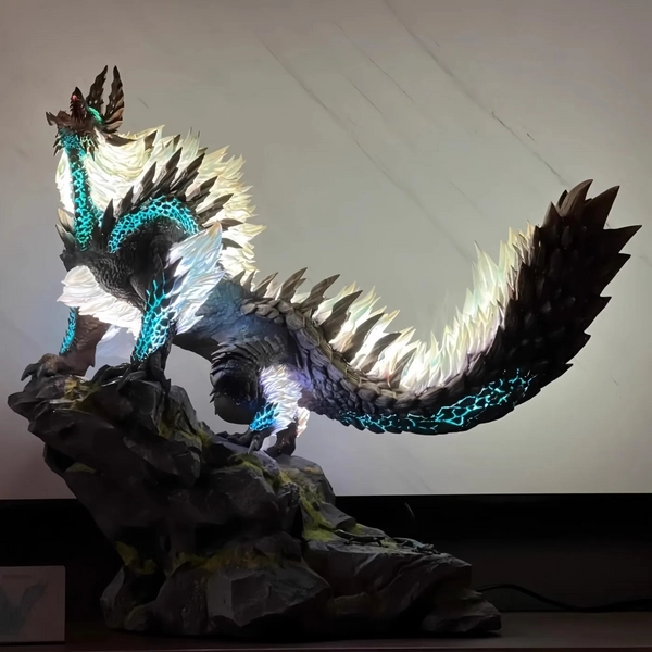 12in Monster Hunter Zinogre Thunder Wolf Figure Statue LED Model Collection Gift