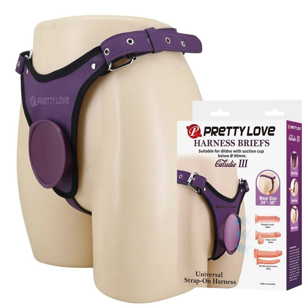 PRETTY LOVE - UNIVERSAL STRAP-ON HARNESS BRIEFS PURPLE AND BLACK