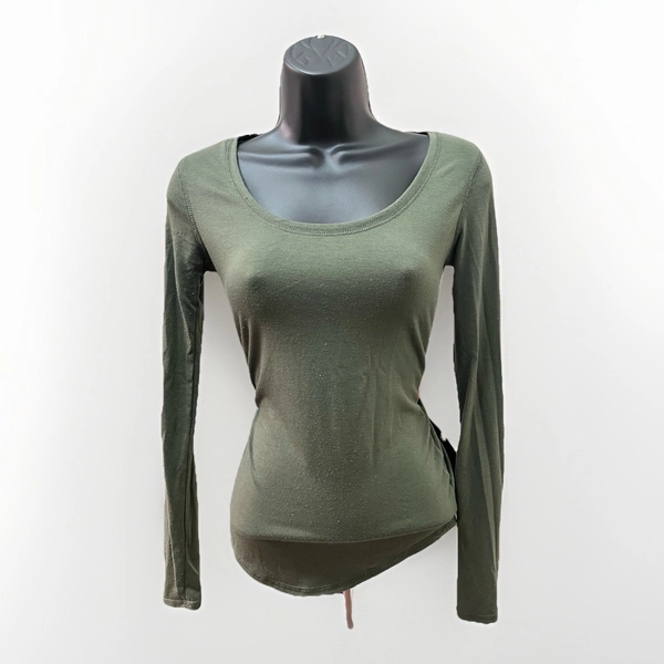 Mudd Women’s Green Long Sleeve Scoop Neck Basic Casual Shirt Size XS