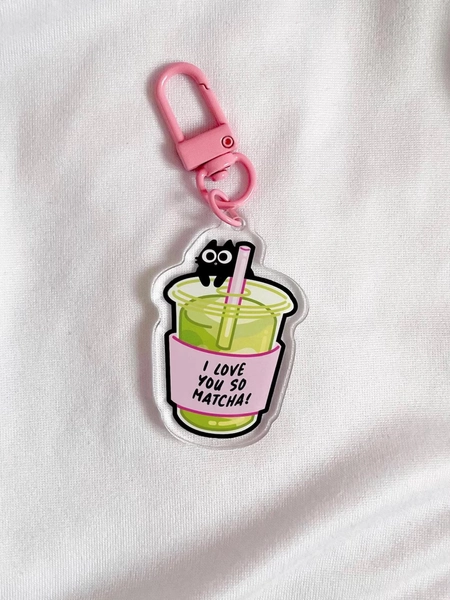 Matcha Drink Black Cat Acrylic Keychain | Gift Idea, Cute Keychain, Kawaii Aesthetic - Etsy