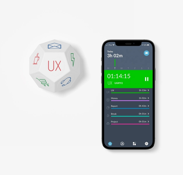 TIMEFLIP2: 12-sided Time Tracking Device