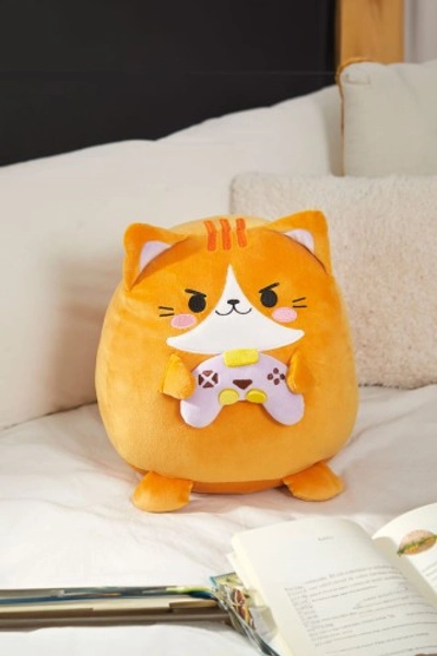 Poduszka pomarańczowa kot gracz Kawaii 