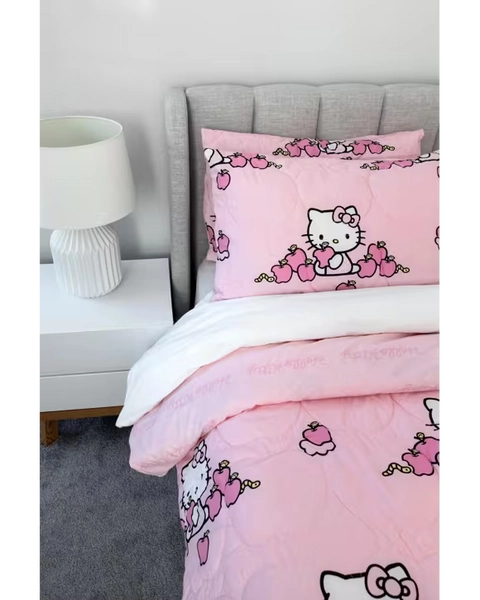Hello Kitty Quilt Cover Set - Queen Bed - Pink - Queen Bed