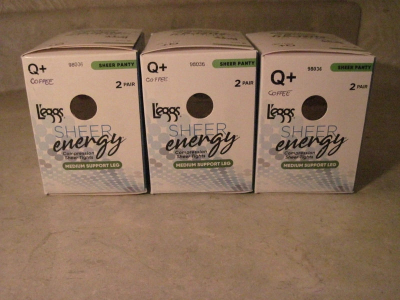 6 Pair Size Queen Q+ L'eggs Leggs Sheer Energy Sheer to Waist Coffee Pantyhose