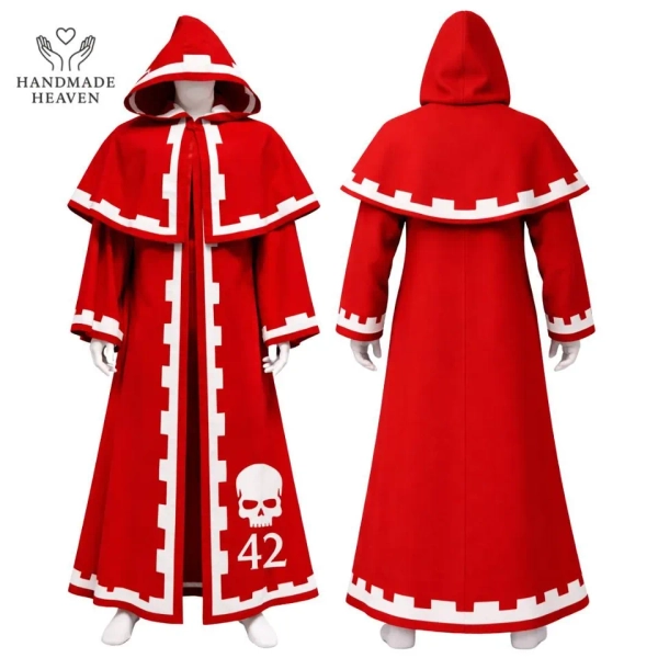Adeptus Mechanicus Tech Priest Cosplay Robe Warhammer 40K Red Hooded Cloak - Unisex Costume Sci-Fi Outfit Large