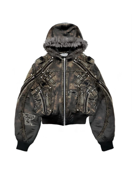 SS26 ‘Slavonian’ Fur Lined Hooded Bomber Jacket 