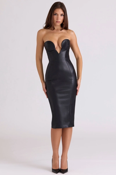 Black Leather Midi Dress