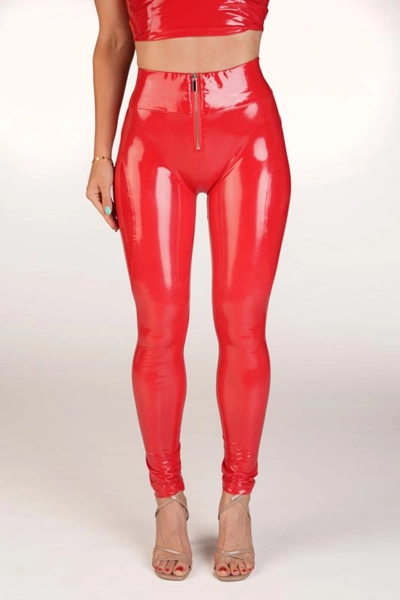 Assthetic Leggings β Ultra Gloss β Chili β Zipper - Pairadize