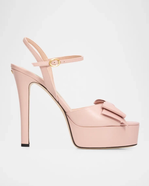 130mm Bowow Leather Platform Sandals