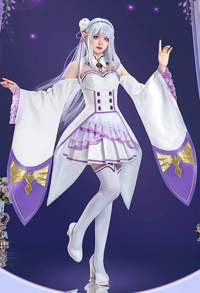 Emilia Cosplay Dress Skirt Set with Collar Socks