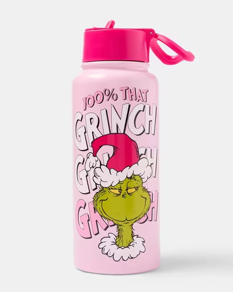 The Grinch Stainless Steel Drink Bottle - Pink - One Size