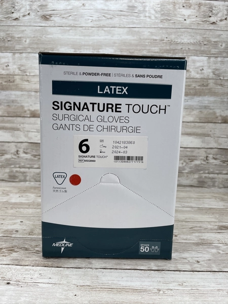 1 Box Medline Signature Touch LATEX Surgical Gloves Size: 6 MSG8960 *See Dates*