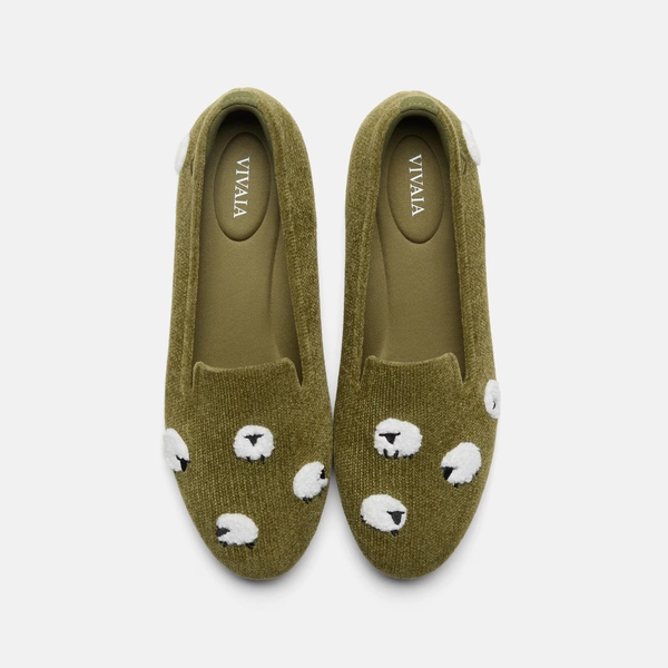 Round-Toe Embroidered Loafers (Audrey) - US Size 5