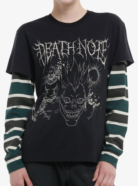 Death Note Ryuk Stripe Girls Twofer Long-Sleeve T-Shirt