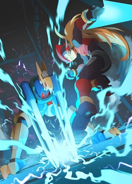 'Megaman Zero vs Omega Zero' Poster, picture, metal print, paint by T I B L U E | Displate