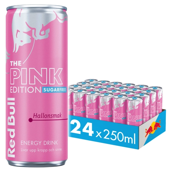 24 x Red Bull Energidryck 250 ml Pink Edition - Hallon (Sockerfri)