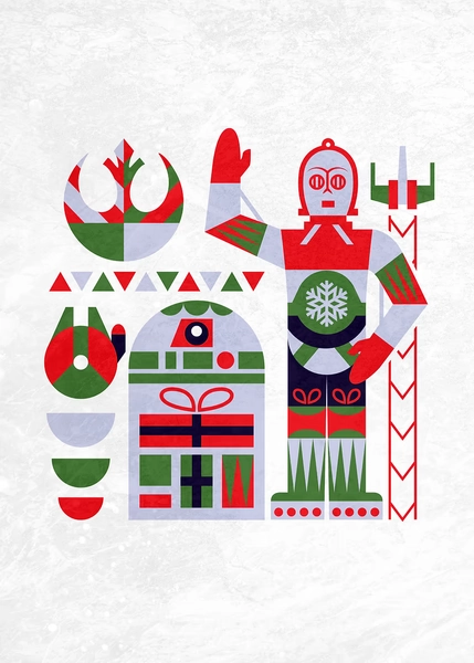 'Happy Holidays from Droids' Poster, picture, metal print, paint by Star Wars | Displate