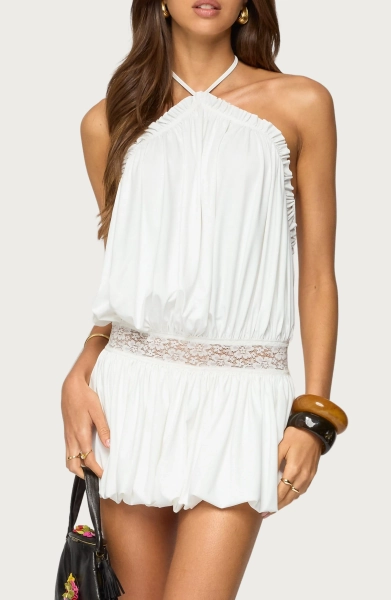 Aida Open Back Bubble Hem Minidress