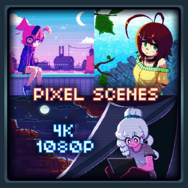 Animated Pixel Scenes & Ornaments | Custom Retro Artworks For Social Media and Twitch Layouts