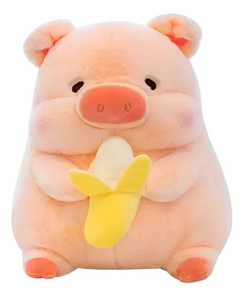 Peluche Tierno Cerdito Rosa Con Un Plátano Jextech 50cm