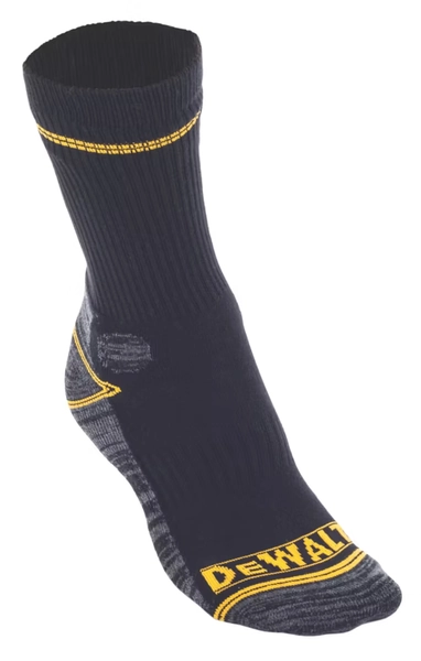DEWALT Pro Comfort Work Socks Black/Grey/Yellow 7-12