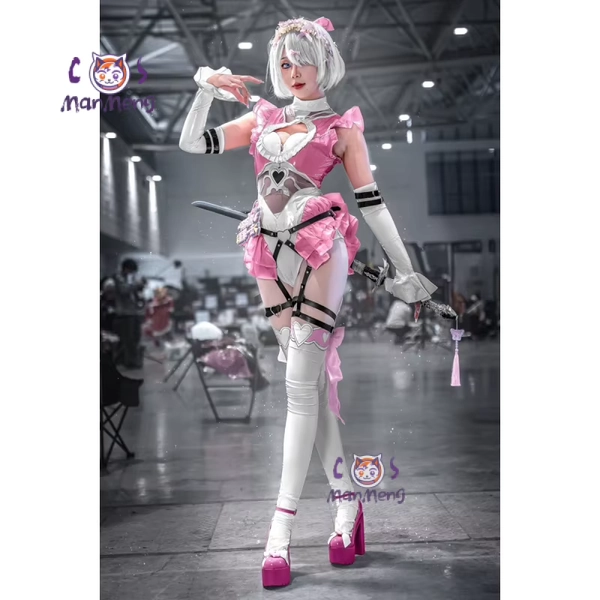 YoRHa No 2 Type B Cosplay Costume NieR:Automata Valentine Day pink leather jumpsuit socks props Halloween party women sexy suit - AliExpress 200000532