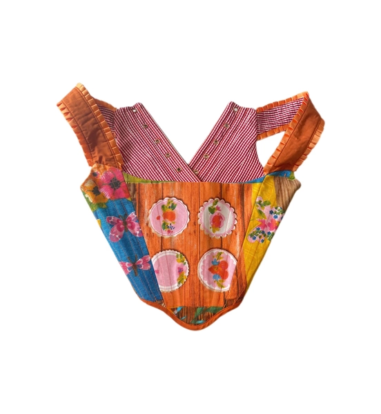 Remade Picnic Corset Top: Upcycled Tablecloth Fabric, S-M