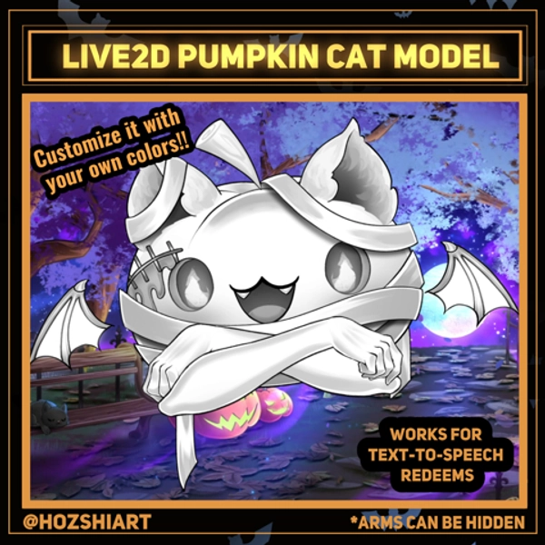 [LIVE2D ASSET] Pumpkin cat model - Hozshi Art's Ko-fi Shop