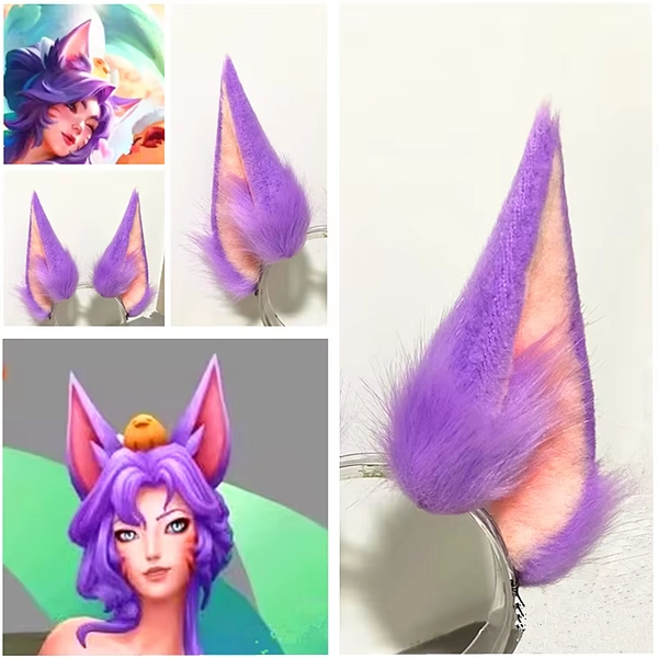 Handmade League of Legends Hot Springs Spirit Lotus Ahri Nine Tails Demon Fox Anime Cosplay Headwear Ears Halloween Custom Made - AliExpress 200000532