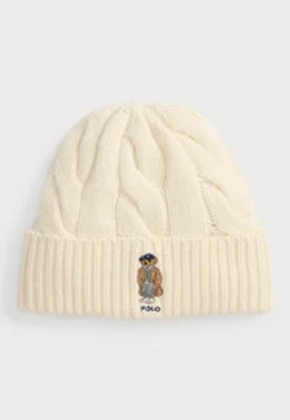 POLO BEAR CABLE WOOL BLEND BEANIE - Pipo - cream