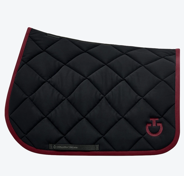 Cavalleria Toscana Diamond Quilted Jersey Jump zwart met bordeaux logo 