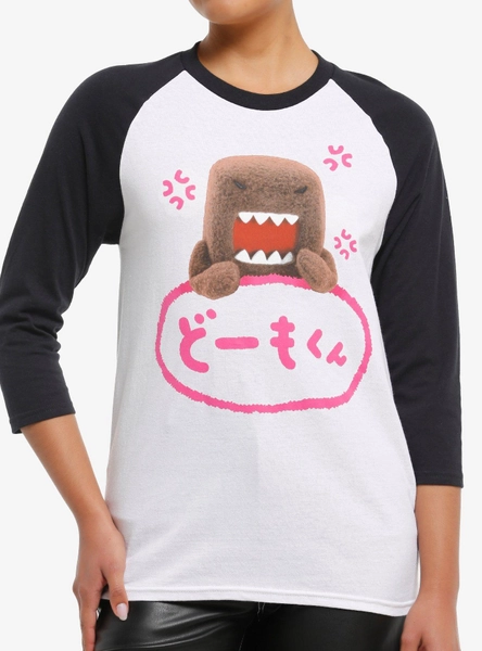 Domo Angry Face Girls Raglan T-Shirt