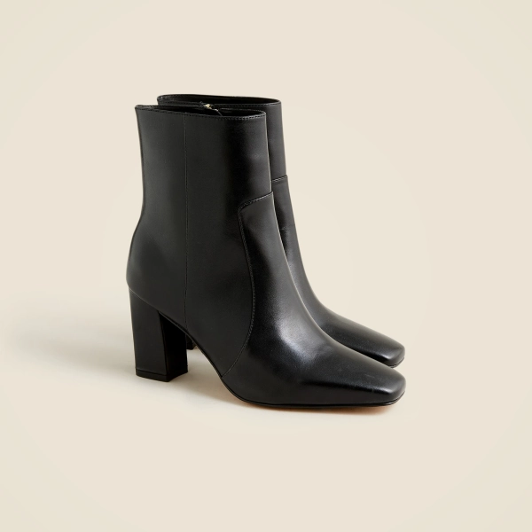 Almond-toe ankle boots in leather