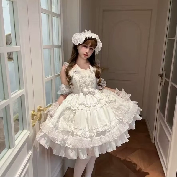 Sweet Lolita Dress White Ruffle Princess A-Line