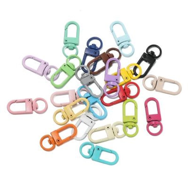 30Pcs Colorful Metal Lobster Clasp Hooks Swivel Lanyards Trigger Snap Hooks Strap with Key Rings for Bag Keychain Connector