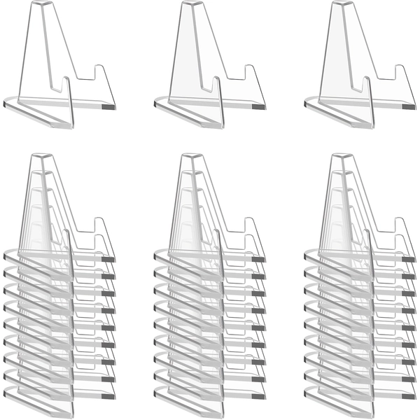 30 Pack Arcylic Card Display Stands, Mini Clear Easel Stand Holder for Sports Graded Challenge Coin Trading Baseball Psa Football Card, Christmas, Halloween